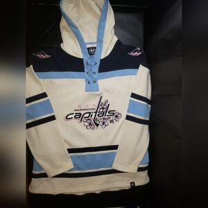 47 Cream Washington Capitals Cherry Blossom Lacer Hoodie  Sweater Men' Sz Large